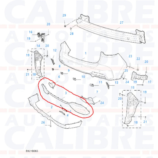 MG HS SE & TROPHY 2022-2024 Rear Bumper Middle Moulding Trim - 10876756