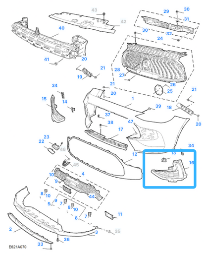 MG HS SE & TROPHY LH 2023-2025 Front Left Passenger Side Fog Lamp Cover LH