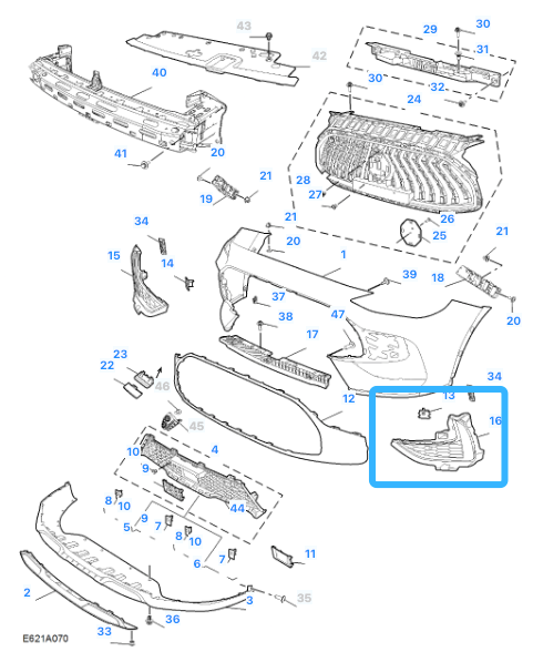 MG HS SE & TROPHY LH 2023-2025 Front Left Passenger Side Fog Lamp Cover LH