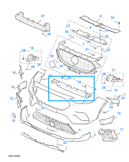 MG ZS 2017-2023 Front Bumper Plastic Bar Panel Support Bracket Mount - 10665626