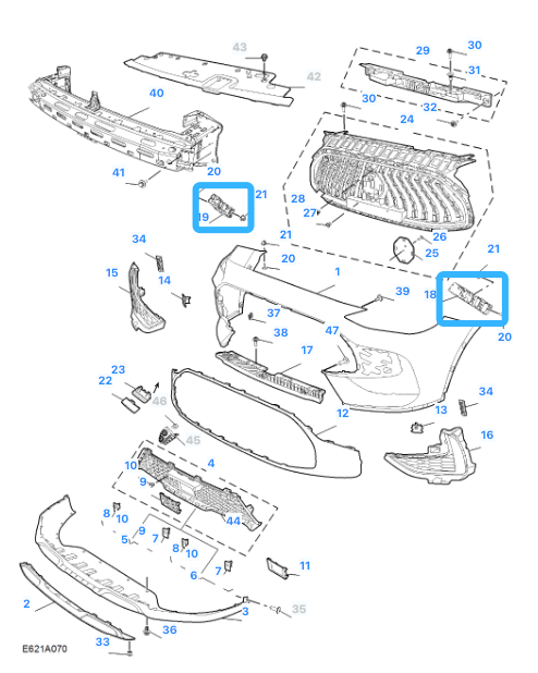 MG HS 2018-2024 Front Right Driver Side Bumper Bracket Retainer RH O/S 30136825