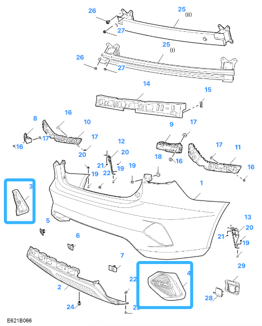 MG 5 TROPHY 2022-2025 Rear Left Passenger Lower Grille With Reflector - 10914049