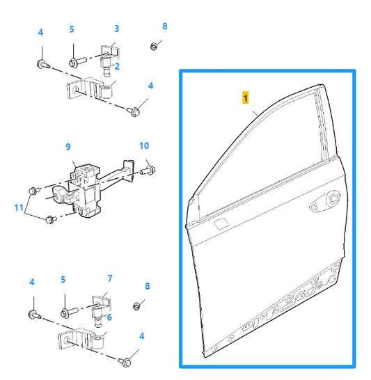 **GENUINE** MG 4 2022-2025 Front Left Passenger Side Primed Door   10936173-SPCP