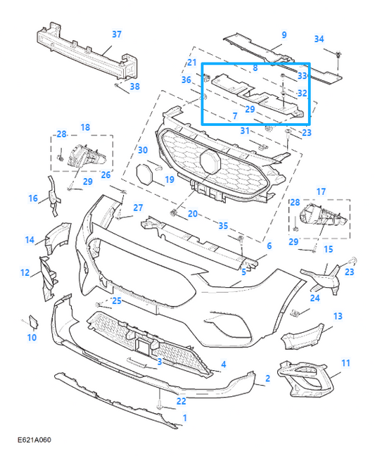 MG ZS 2019-2024 Front Grille Radiator Support Upper Bumper Bracket 10699371