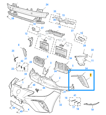 MG 4 TROPHY 2022-2025 Front Bumper Left Passenger Fog Light Cover Trim P10977789