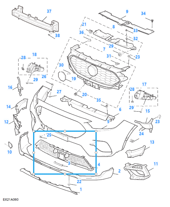 MG ZS 2020-2024 Petrol Front Bumper Air Intake Lower Grille - 106288332