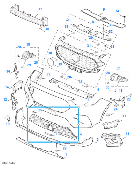 MG ZS 2020-2024 Petrol Front Bumper Air Intake Lower Grille - 106288332