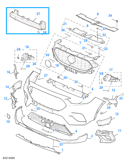MG ZS Petrol Front Bumper Crash Bar Reinforcement Beam 2017-2025 - 10754669-SEPP
