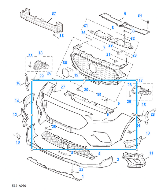 MG ZS 2020-2024 Primed Front Main Bumper Upper Section - 10628329