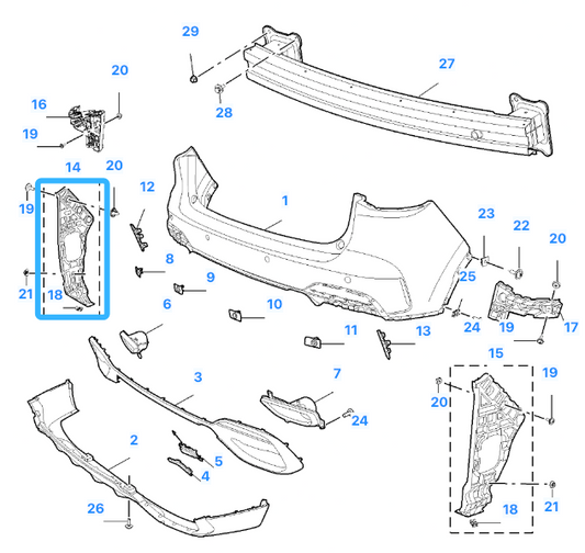 MG HS 2018-2024 Rear Left Passenger Side Bumper Retainer Bracket LH 10821217
