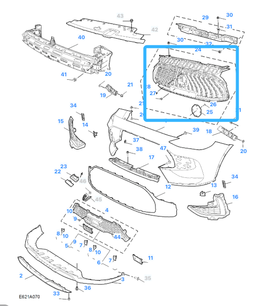 *genuine* MG HS SE & TROPHY 2020-2024 Upper Front Central Main Grille 10821132