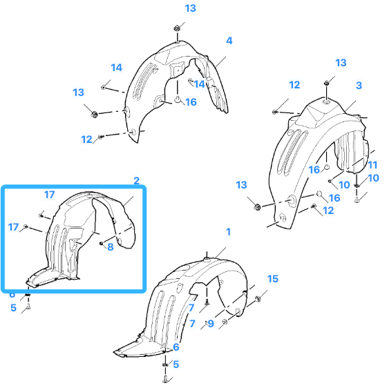 MG 5 2020-2025 Front Right Driver Side Wheel Arch Liner Mud Splash Guard