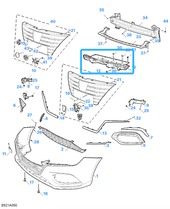 MG 5 Excite & Exclusive 2020 - 2023 Front Bumper Radiator Cover Trim 10751682