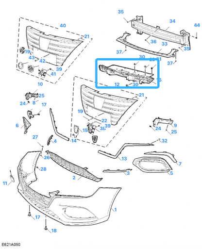 MG 5 Excite & Exclusive 2020 - 2023 Front Bumper Radiator Cover Trim 10751682