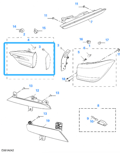 MG 5 TROPHY 2023 2024 Rear Inner Right Driver Side Brake Light O/S- 10786402