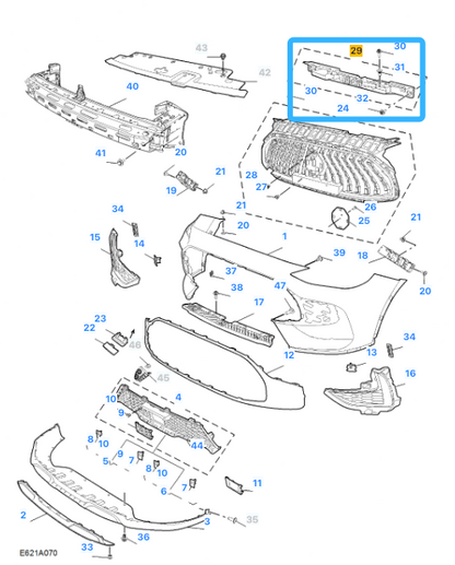 MG HS 2019-2024 Front Upper Bumper Bracket Radiator Panel  - 10223535