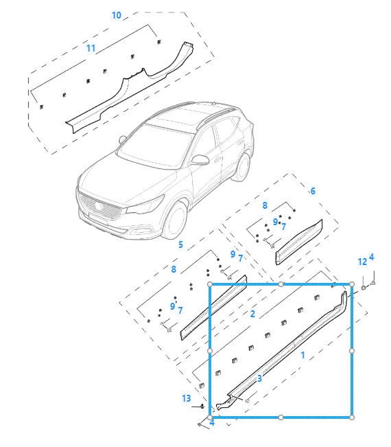 MG ZS 2018-2025 Side Right Driver Side Skirt Sill Cover Black RH 10252401