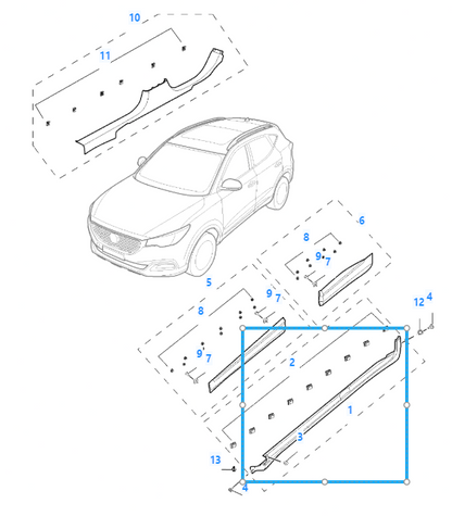 MG ZS 2018-2025 Side Right Driver Side Skirt Sill Cover Black RH 10252401