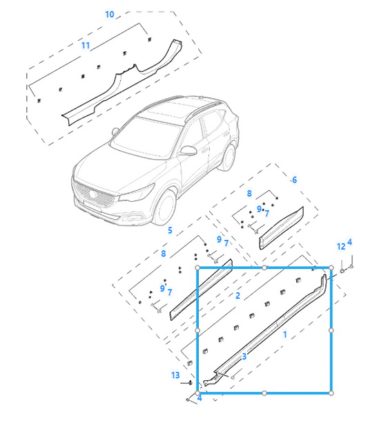 MG ZS 2018-2025 Side Right Driver Side Skirt Sill Cover Black RH 10252401