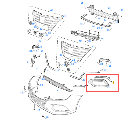 MG5 2020-2023 Front Left Bumper Grille w/ Chrome