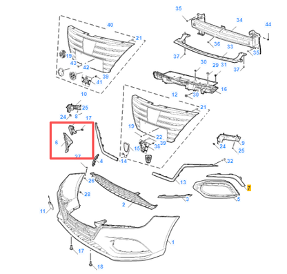 MG5 2020-2023 Front Right Bumper Grille w/ Chrome
