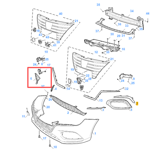 MG5 2020-2023 Front Right Bumper Grille w/ Chrome