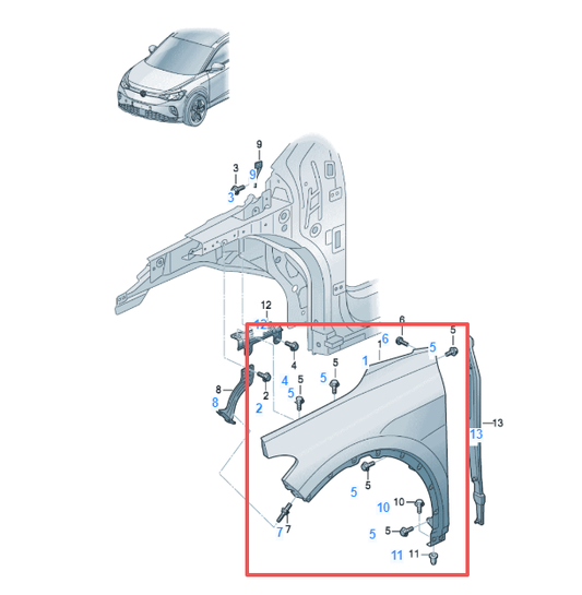 VW ID4 ID5 2020-2026 Front Right Wing Fender
