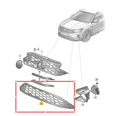 VW Taigo 2022-2026 Front Lower Bumper Grille Cover Trim