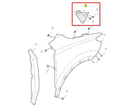 MG ZS 2017-2024 Front Right Metal Fender Bracket