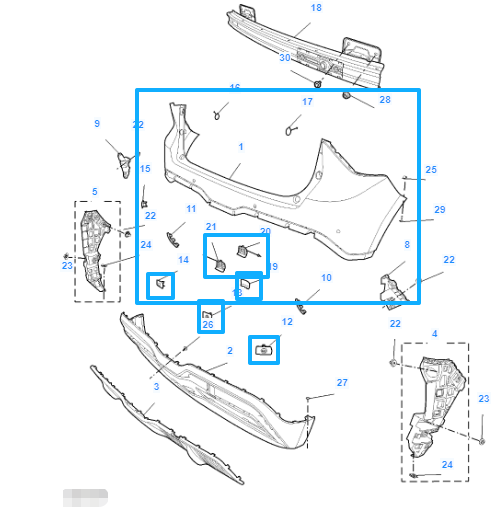 MG4 2022-2026 Rear Upper Bumper Skin